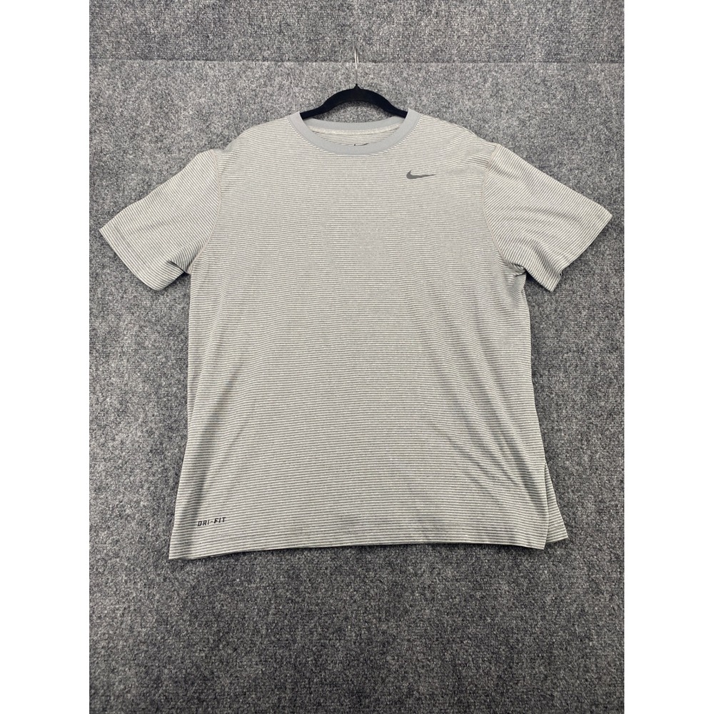 Nike Dri-FIT Training Shirt Mens XL Grey White Micro Stripe Performance Tee XL